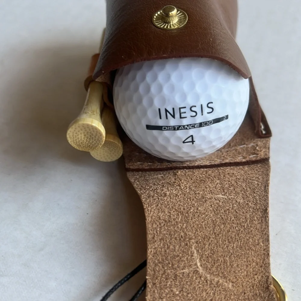Italian Leather Golf Ball & Tee Holder with Belt or Golf Bag Attachments - Picture 7 of 9